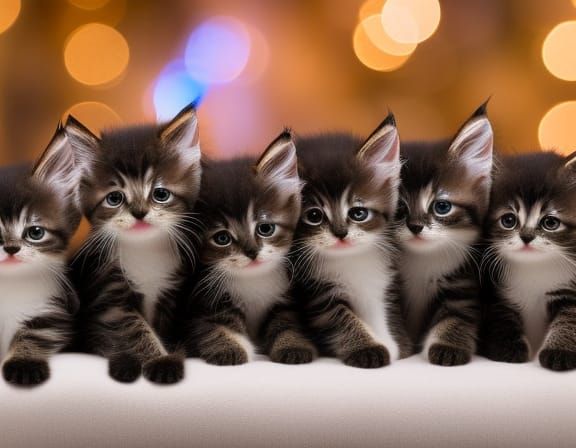 Kittens Reaching for Camera with Starry Bokeh