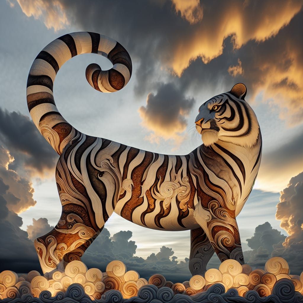 Majestic Chinese Tiger in Golden Sunset Light