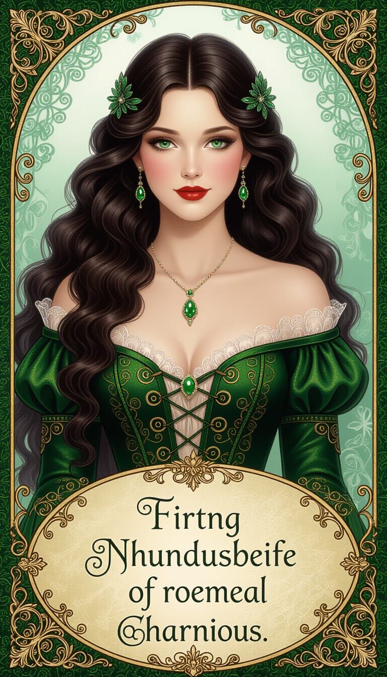 Celtic Maiden in Jade Gown: Fantasy Art