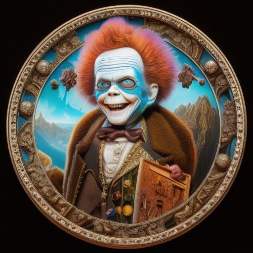 Frankenstein and Neuman Portrait in Weathered Sepia Tone