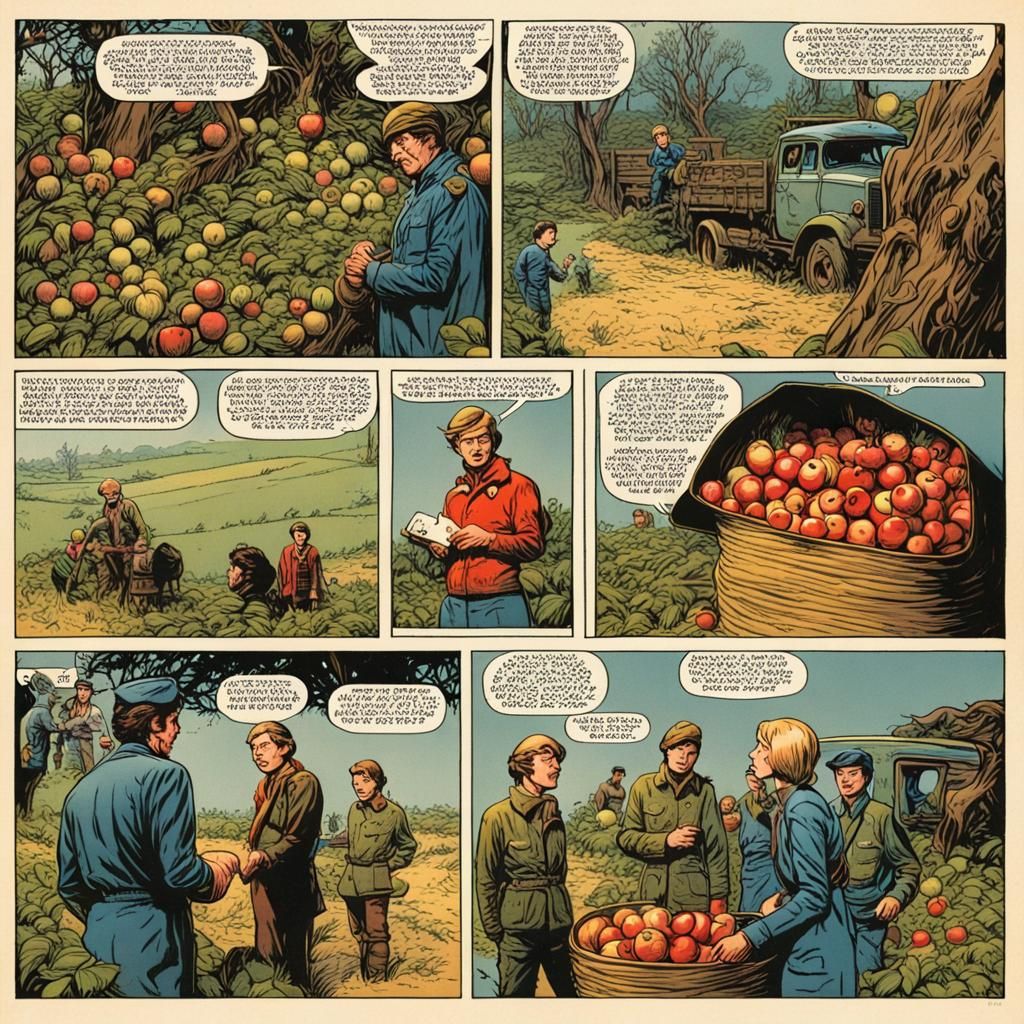 Sack Full of Apples in Comic Book Style