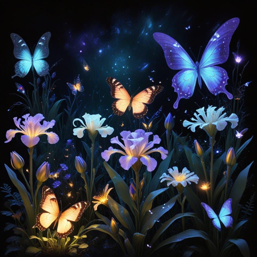 Fairy Tale Garden with Luminous Butterflies