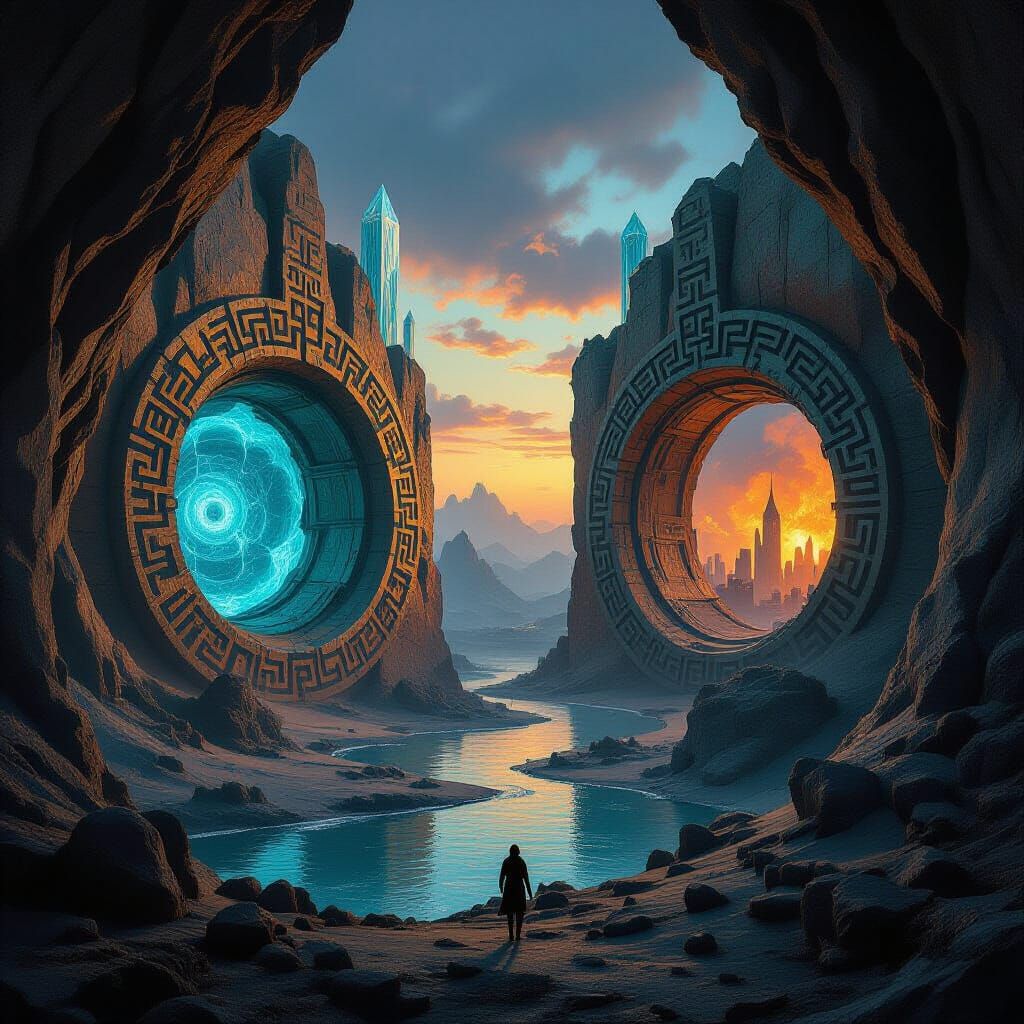 Ancient Chasm with Rune Patterns in 3D Animation