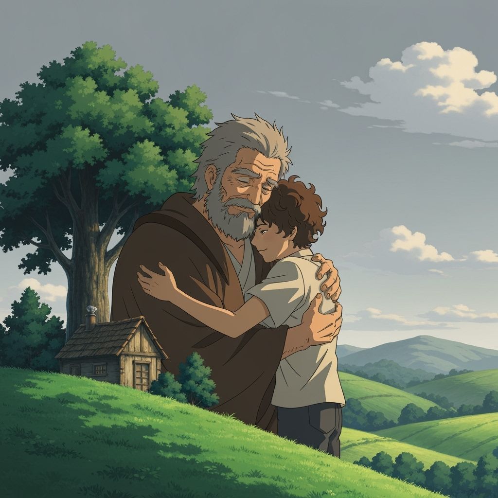 Heartwarming Embrace in Studio Ghibli Style
