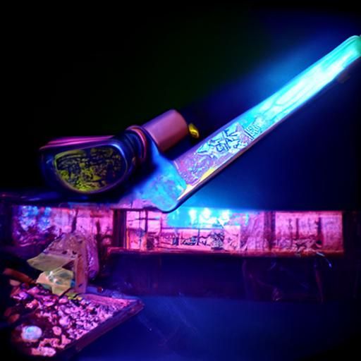 Futuristic Neon Katana in Abandoned Town