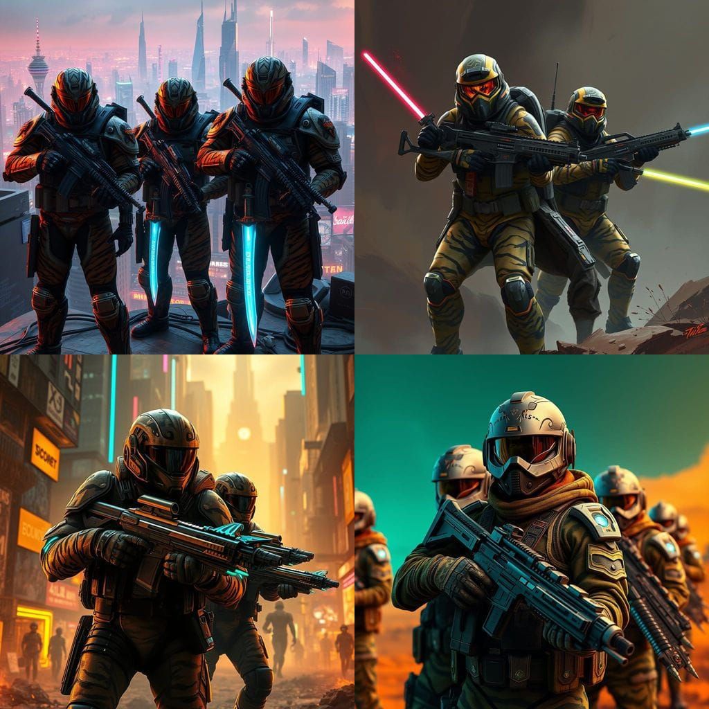 Surreal Tiger Stripe Warriors Unleash Futuristic Fury