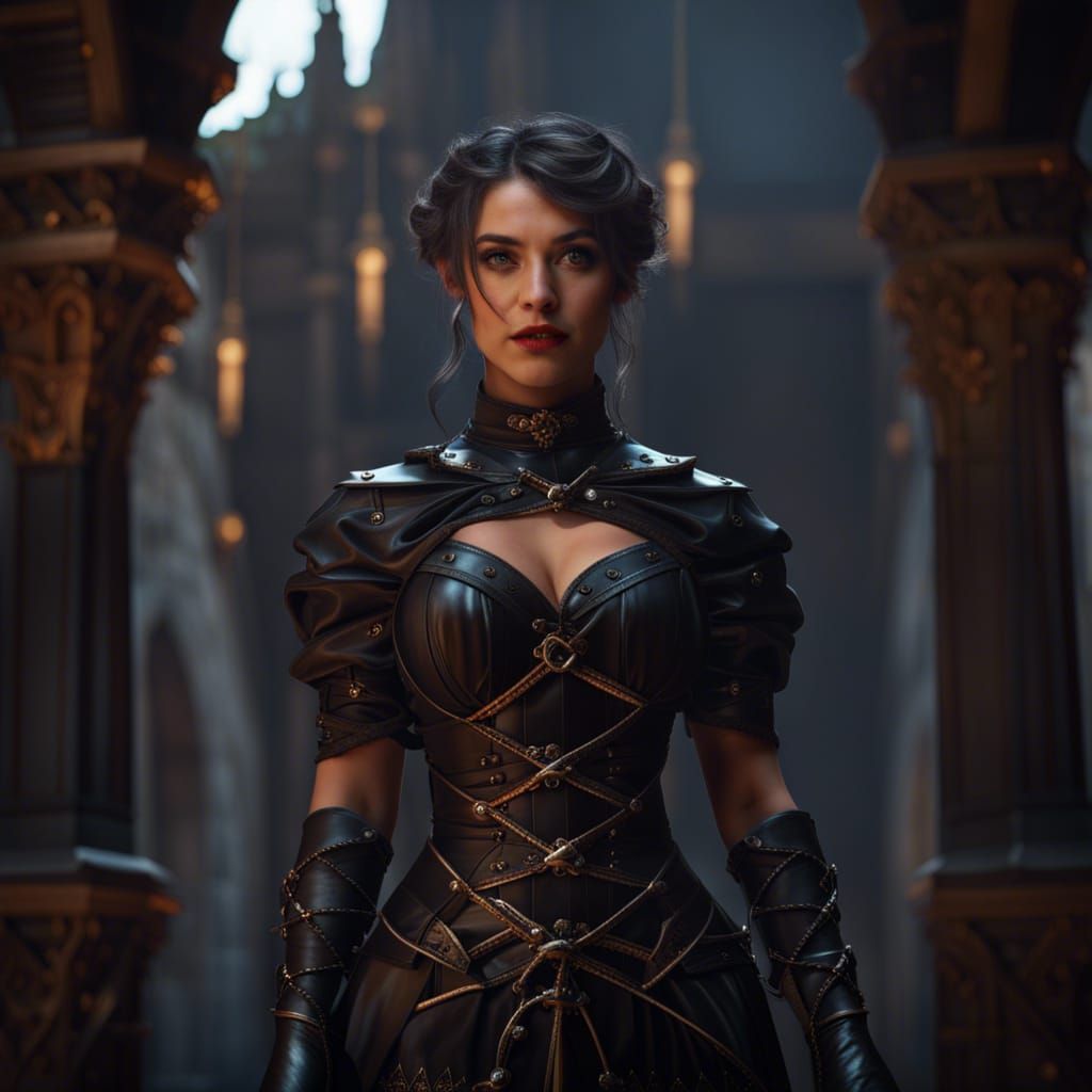 Medieval Girl in Latex: Fantasy Concept Art