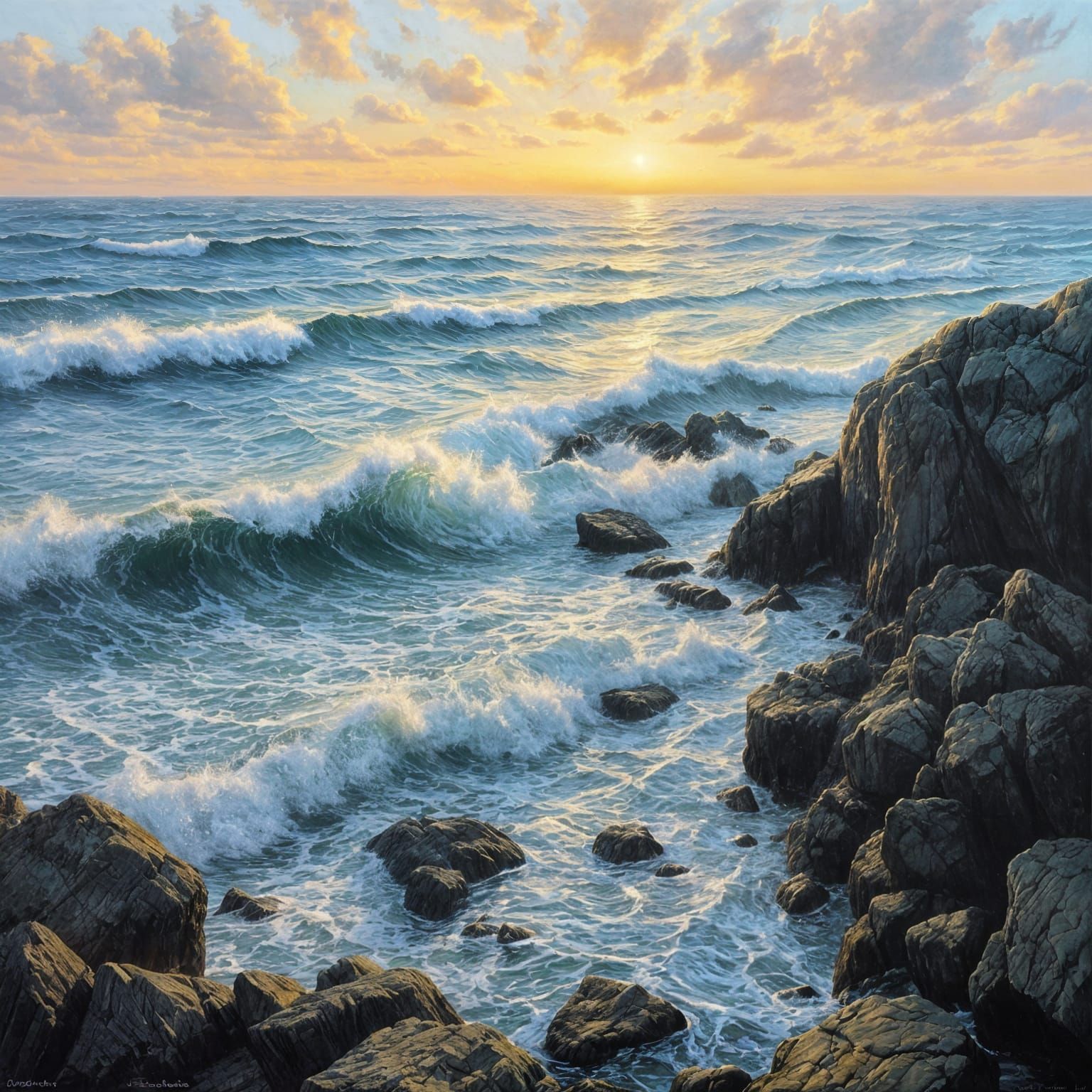 Hyperdetailed Masterpiece Seascapes in Traditional Oil Paint...