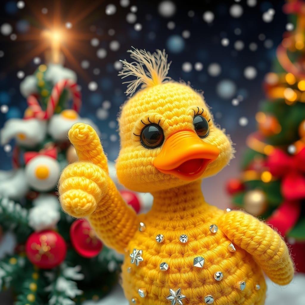 Cute Duck Giving Thumbs Up in Fantasy Rainforest