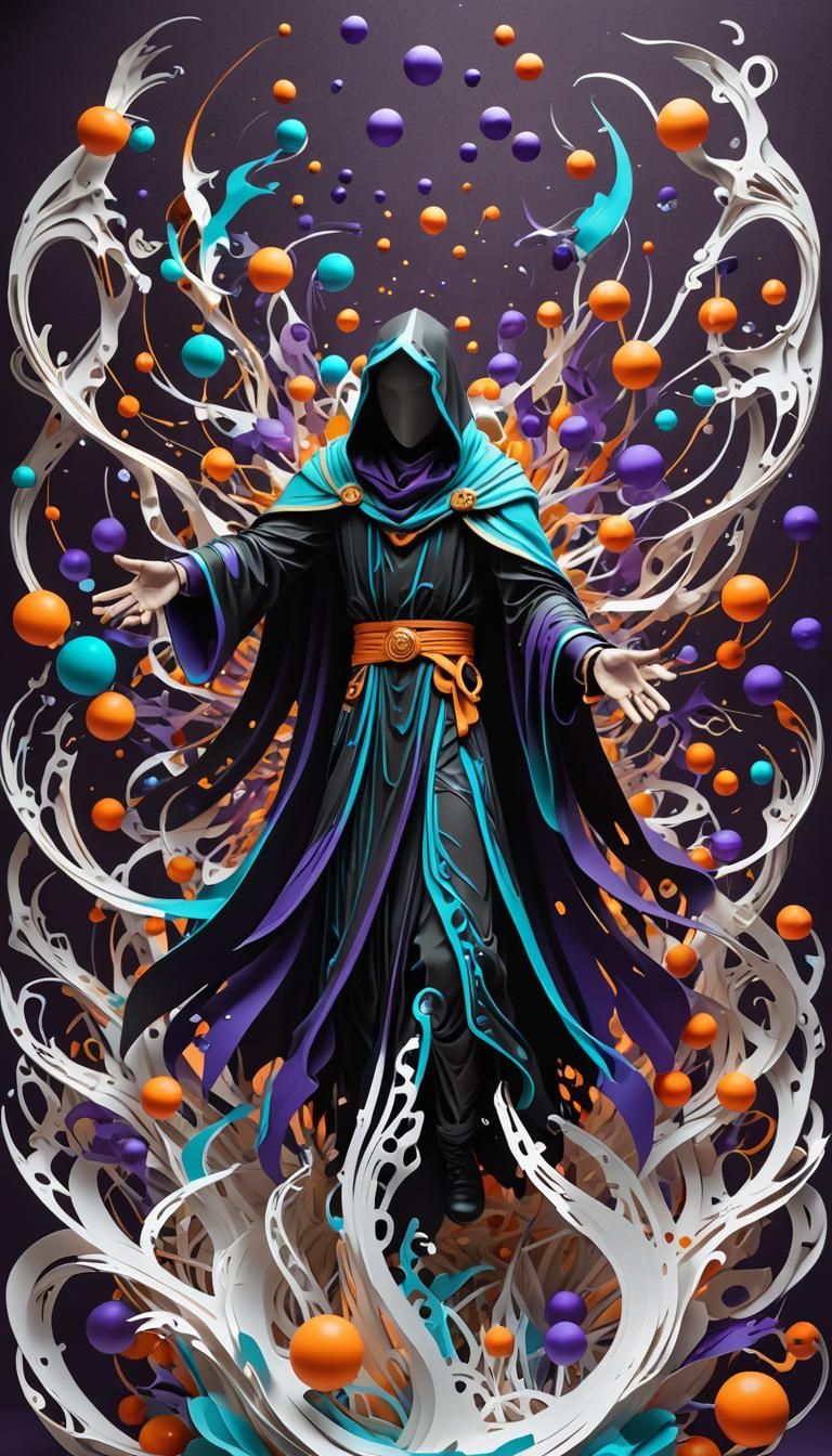 Kirigami Paper Craft: Hooded Figure with Orbs