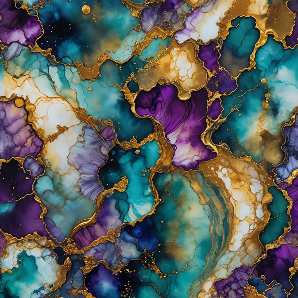 Vibrant Earthrise Alcohol Ink Macro Photograph
