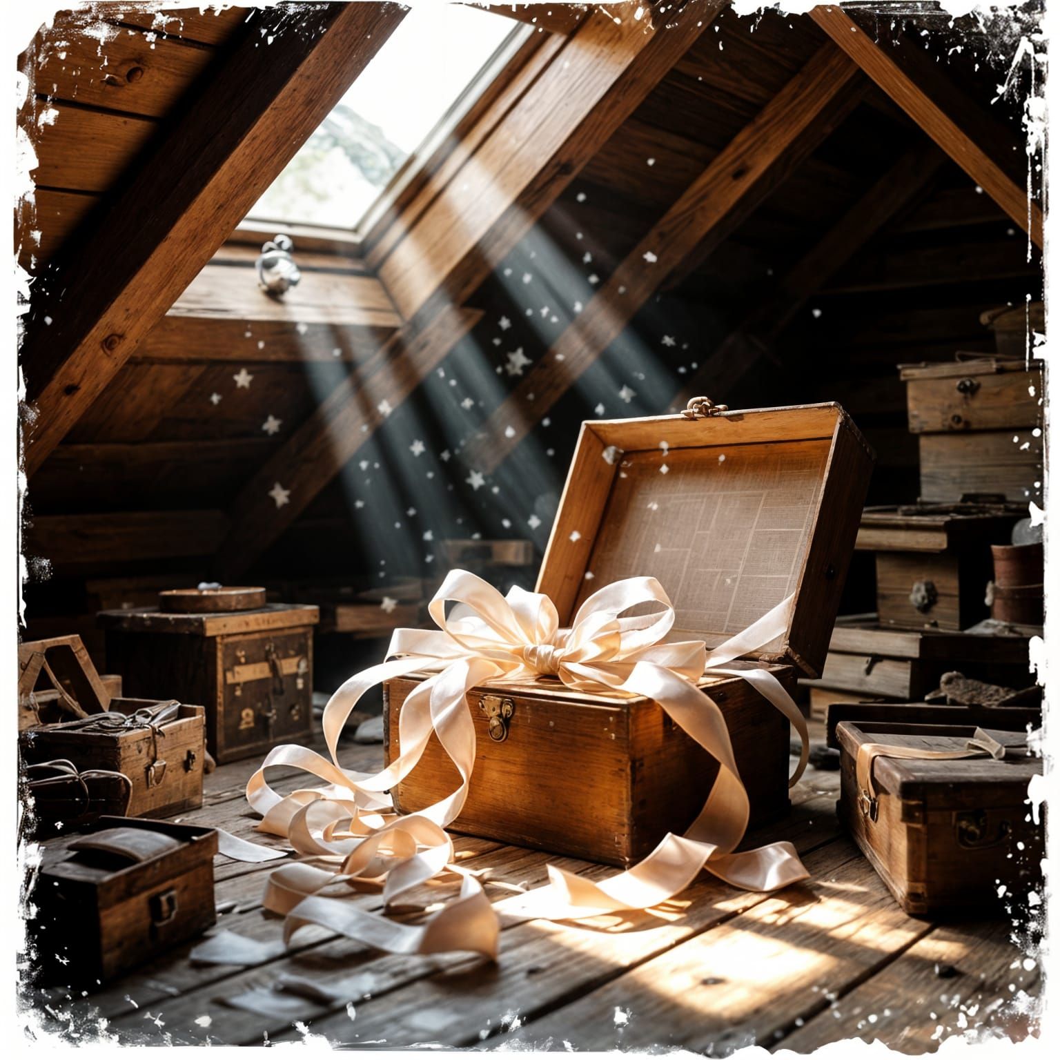 Ethereal Attic Scene with Dancing Dust Motes