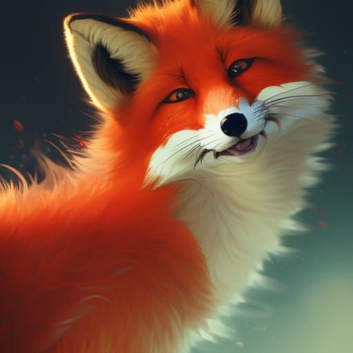 Vibrant Red Fox Portrait in Digital Art Style