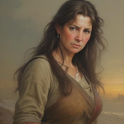 Oil Painting of a Woman in Realistic Style