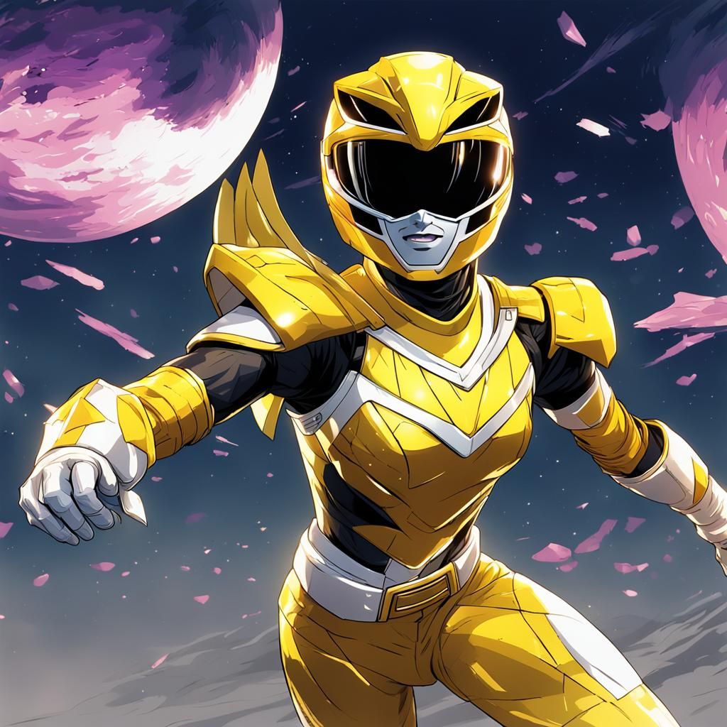 Female Yellow Power Ranger in Anime Style