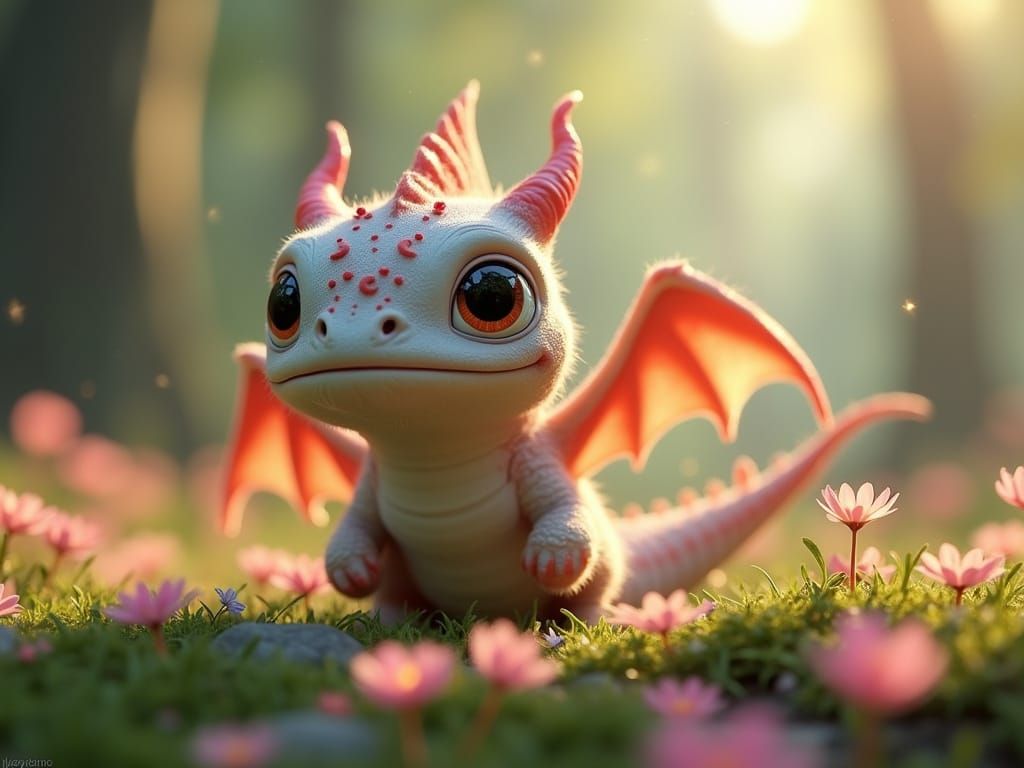 Whimsical Dragon Fish in Vibrant Spring Japanese Garden