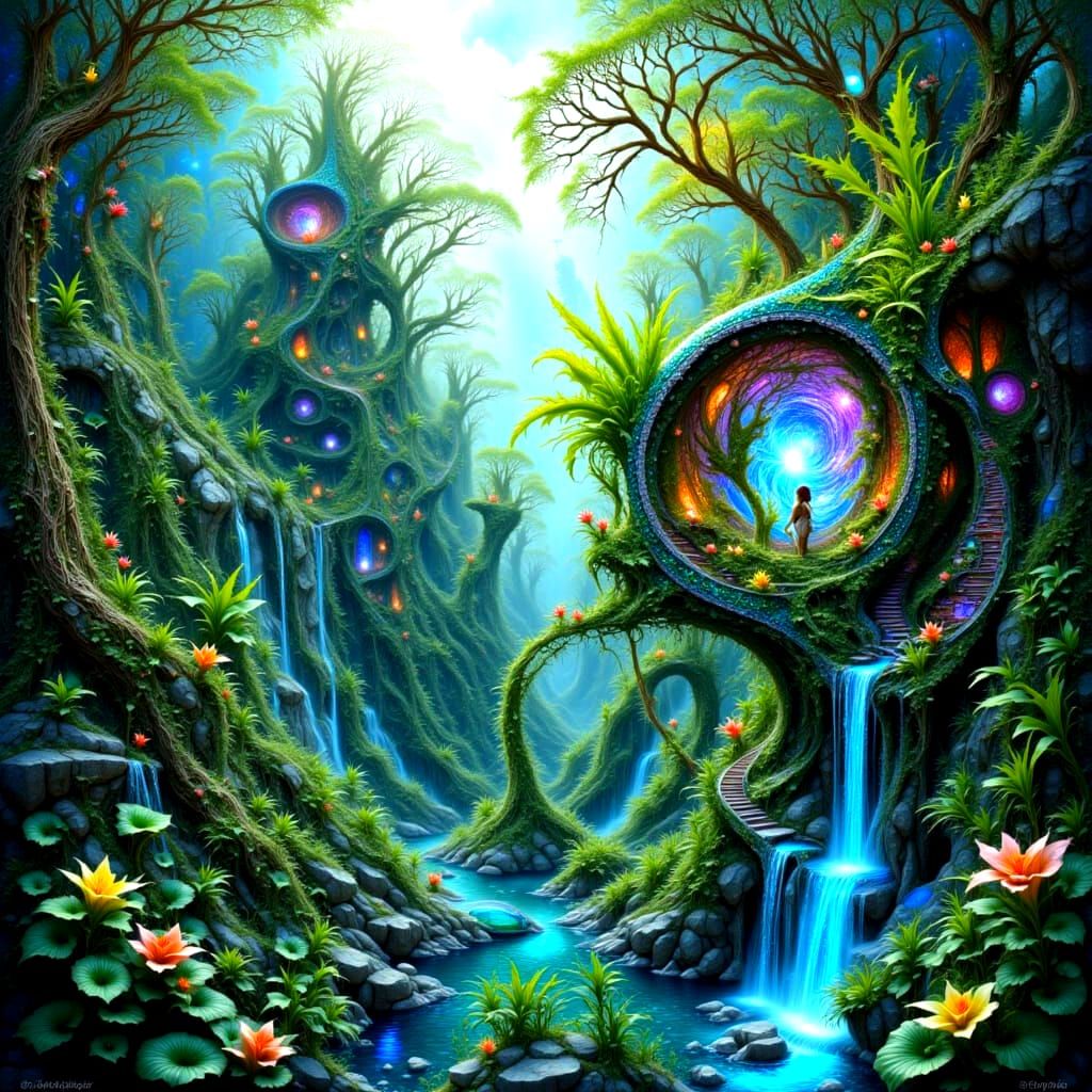 Mystical Treehouse Home on Cliff with Pregnant Pixie