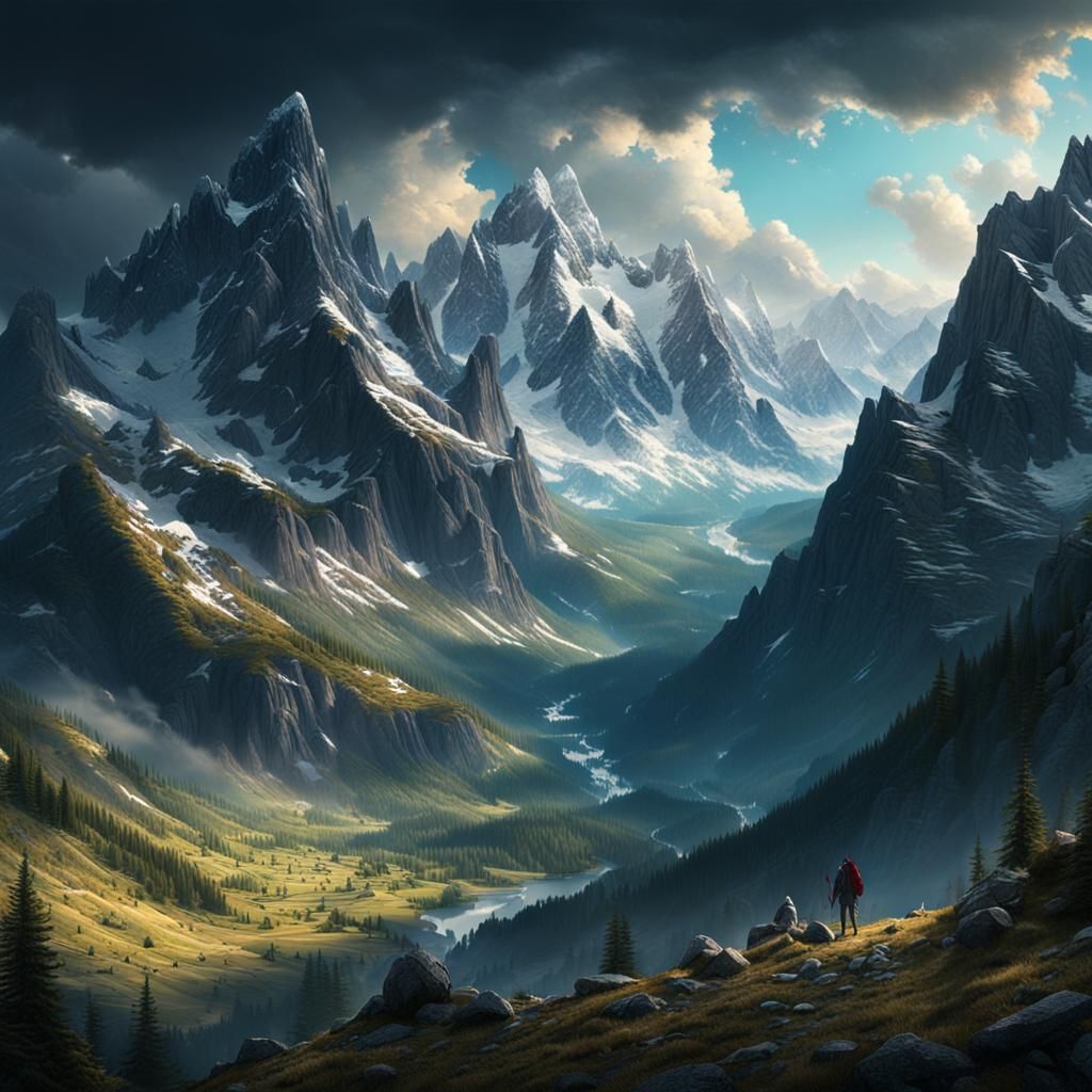Epic Mountain Views: Dramatic Digital Matte Painting