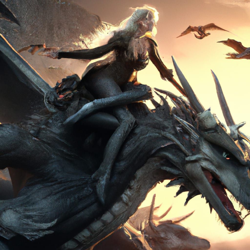 Daenerys Riding Drogon: Dark Fantasy Concept Art