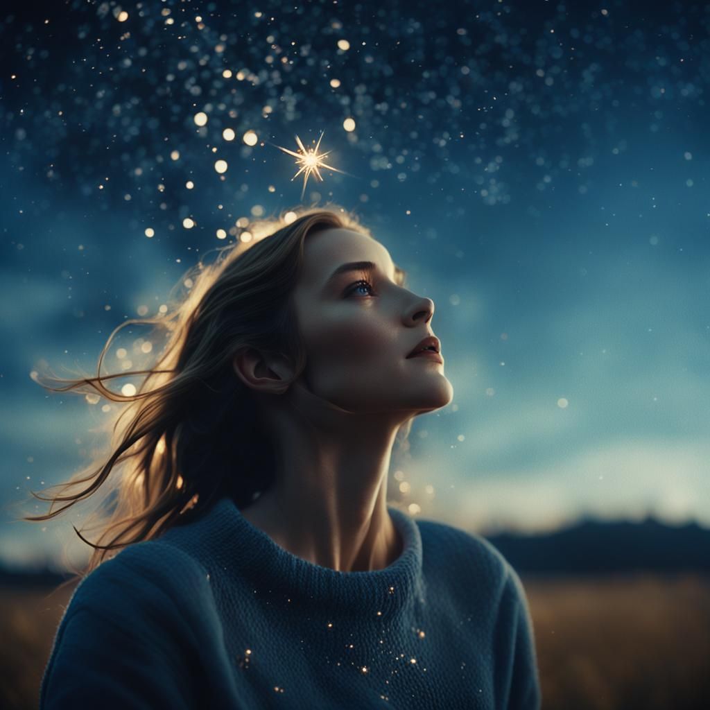 Starlight Woman Ascending: Cinematic Film Still