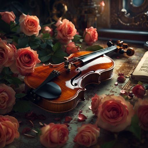 Violin and roses