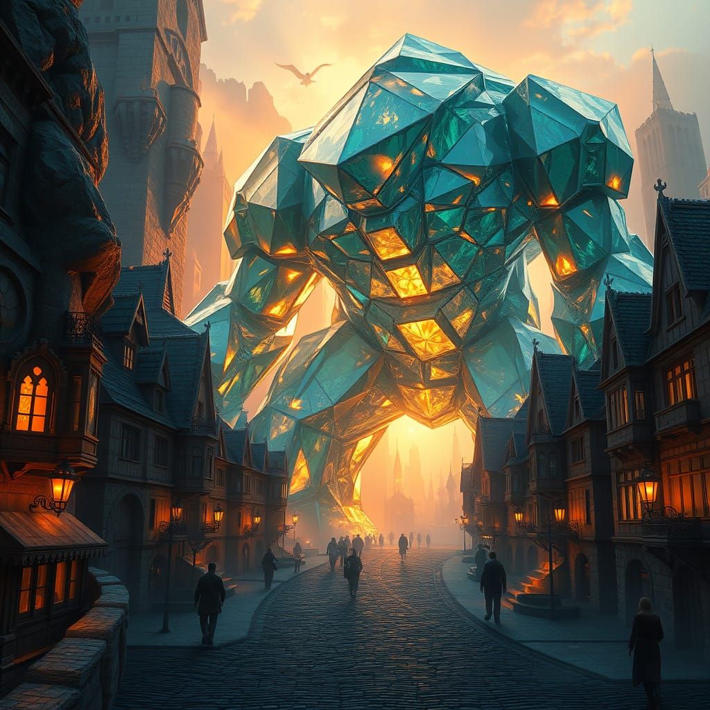 Glass Crystal Golem Unleashes Chaos in Neverwinter Cityscape