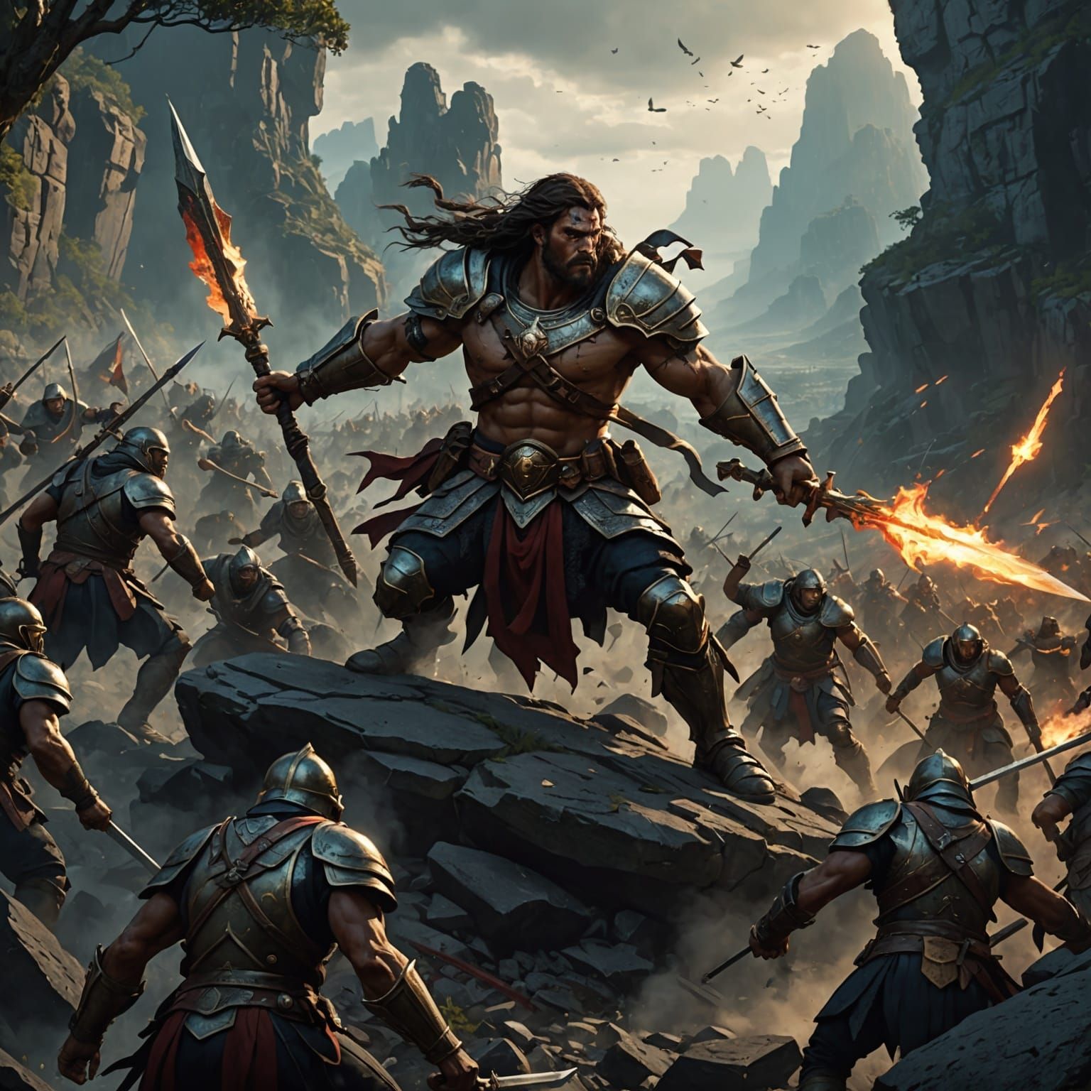 Amazon Army Retreats: Dark Fantasy Battle Scene