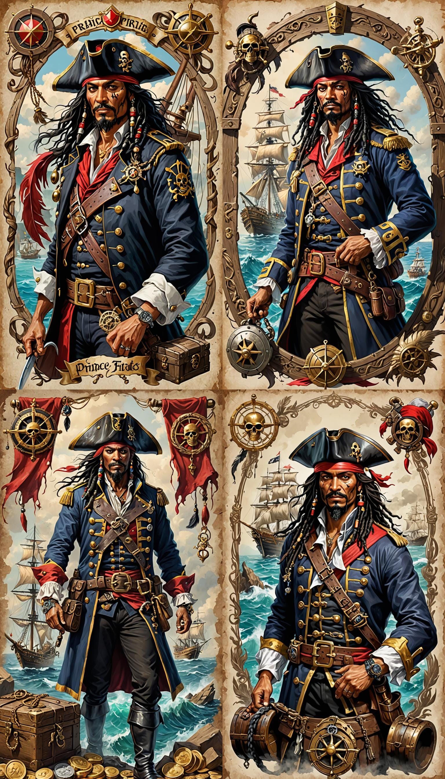 Pirate Prince Painting with Hook, Anchor, and Treasure