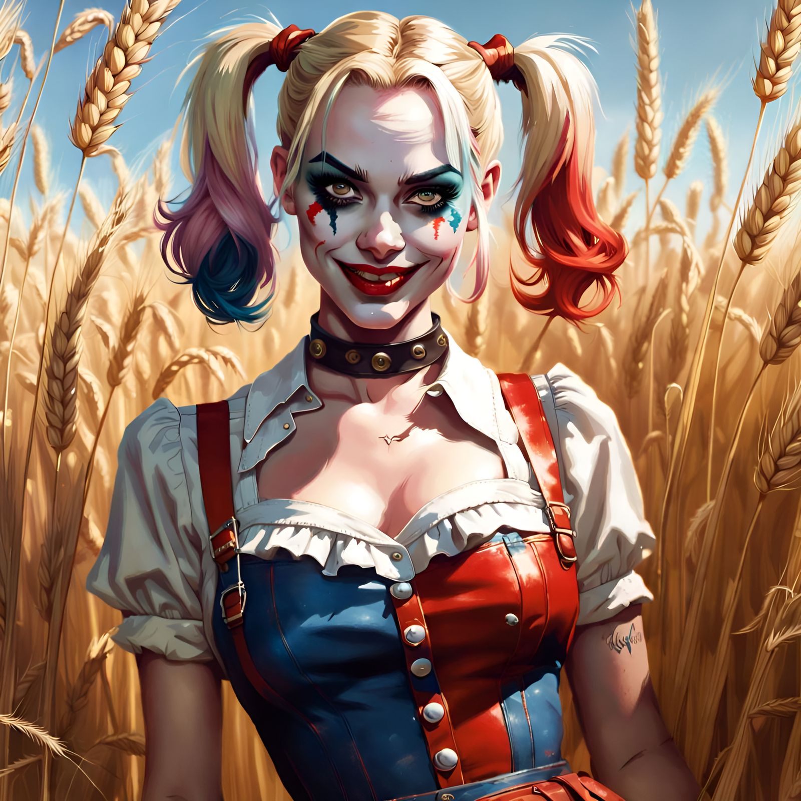 Harley Quinn Pin-Up in Barley Field