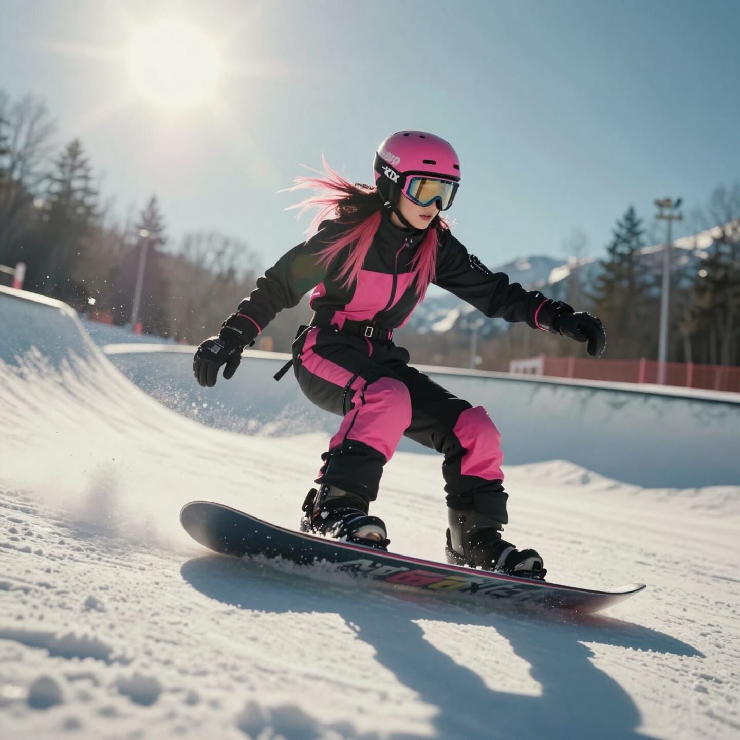 Punk Snowboarder in Dramatic Spotlight