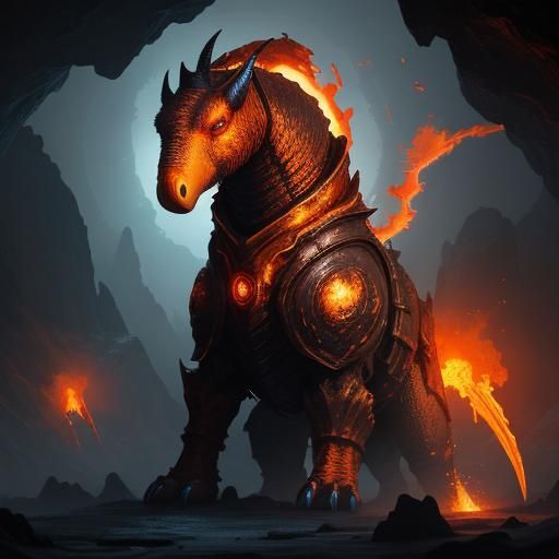 Demonic Stone Anteater Concept Art in a Dark Cave