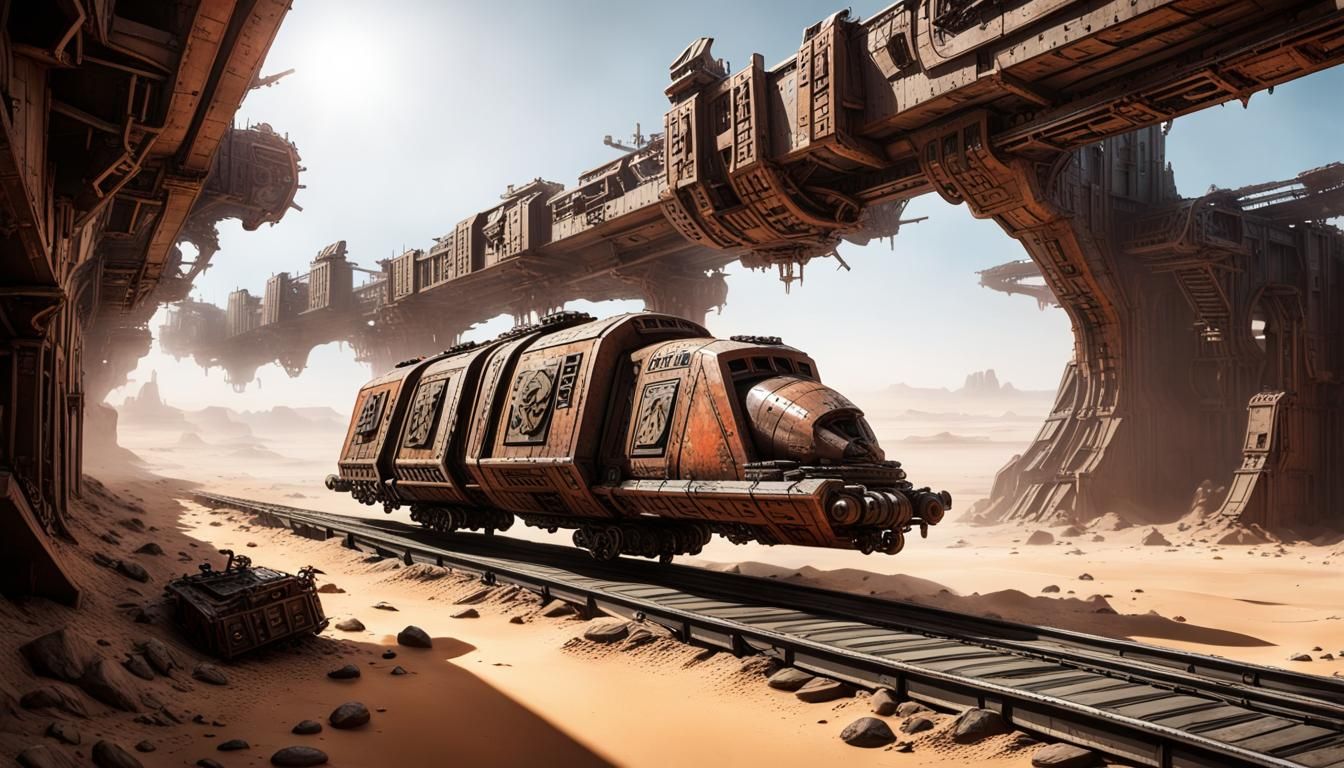 Brutalist Ork Train on Desert Planet Arena