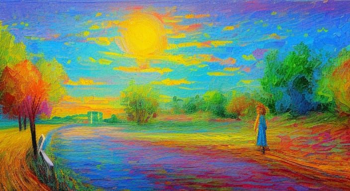 A Peaceful Morning Scene in Impressionist Style