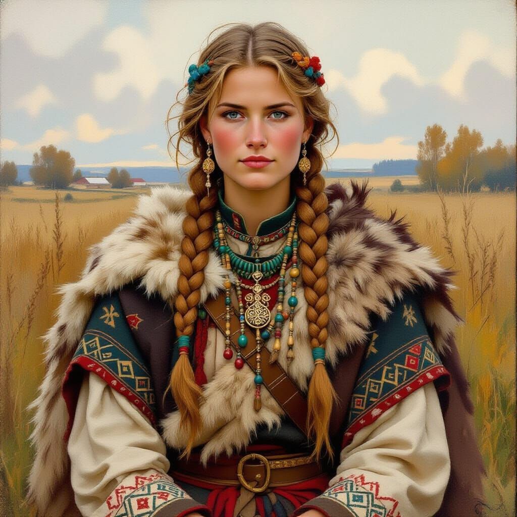 Nordic Farmer in Wool Clothing, Earthy Tones