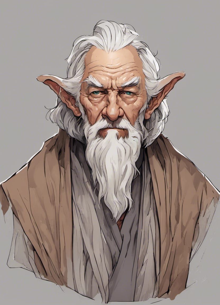 Insane Old Wizard Portrait in Comic Book Style