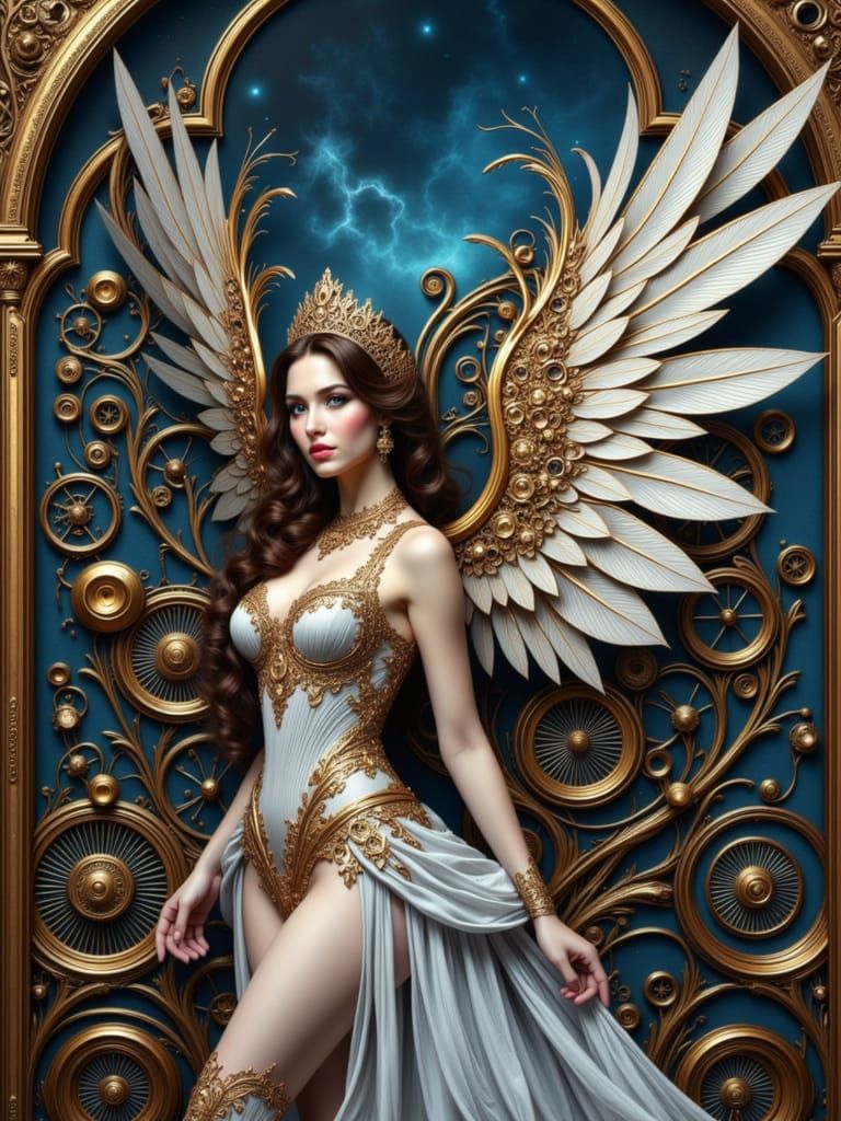 Steampunk Goddess in Hyperrealistic Poster Art