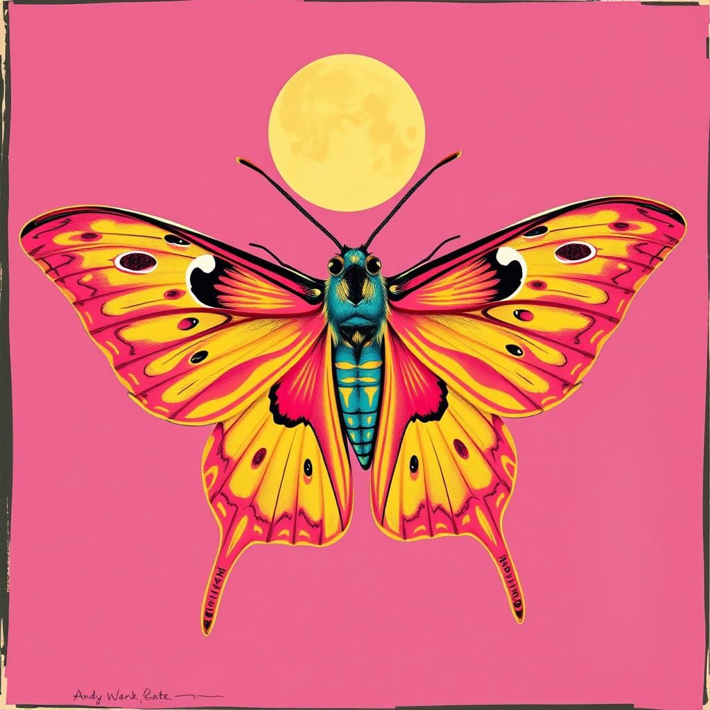 Luna Moth in Pop Art Style