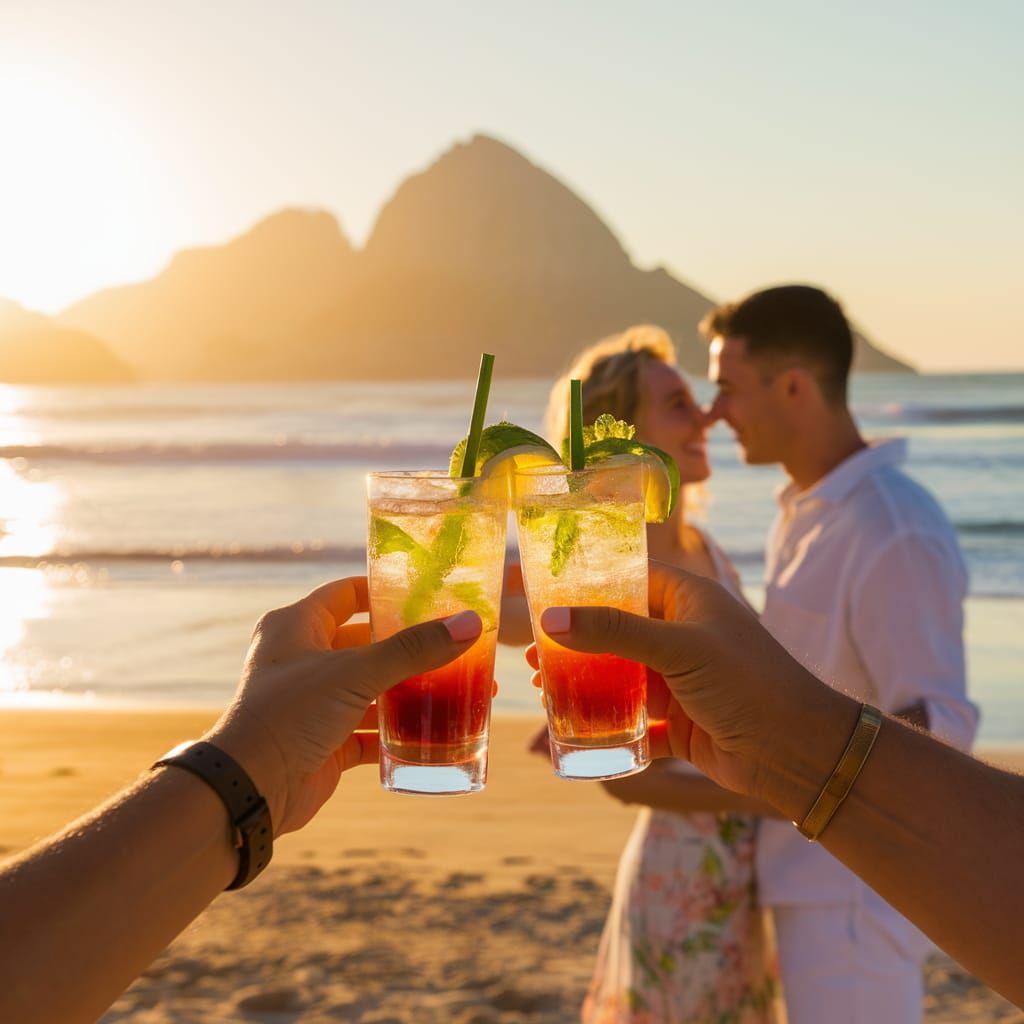 Romantic Sunset at Meco Beach, Portugal: A Photograph