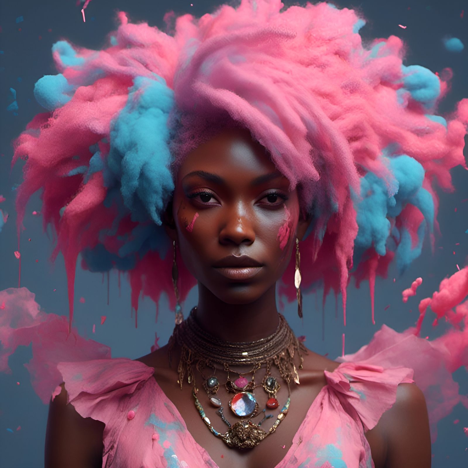 Colorful Portrait of African Model in Art Nouveau Style