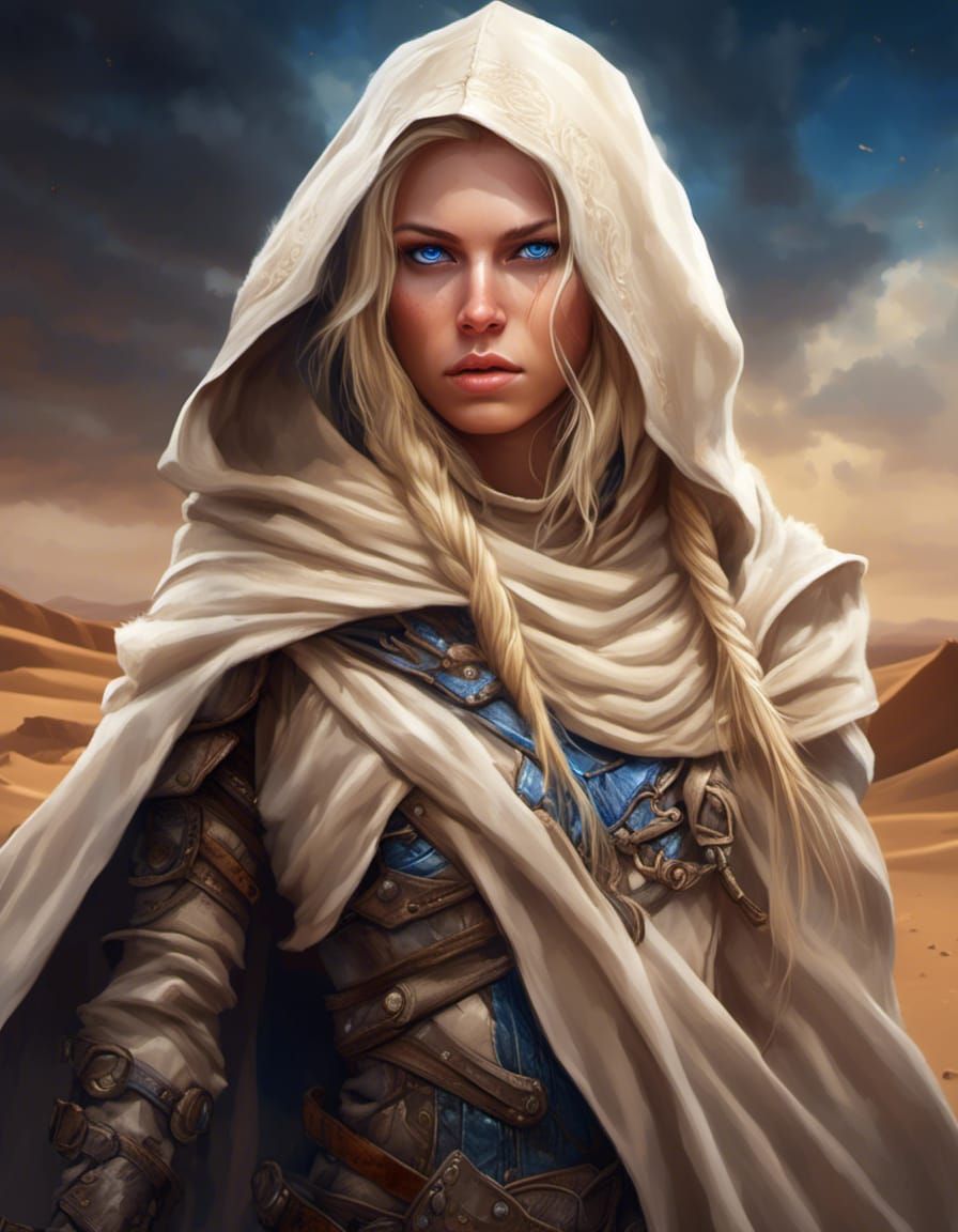 Hyperrealistic Portrait of a Fierce Warrior Woman