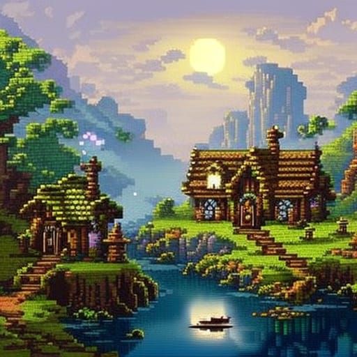 8-Bit Fairy Cottage Game in Ethereal Style