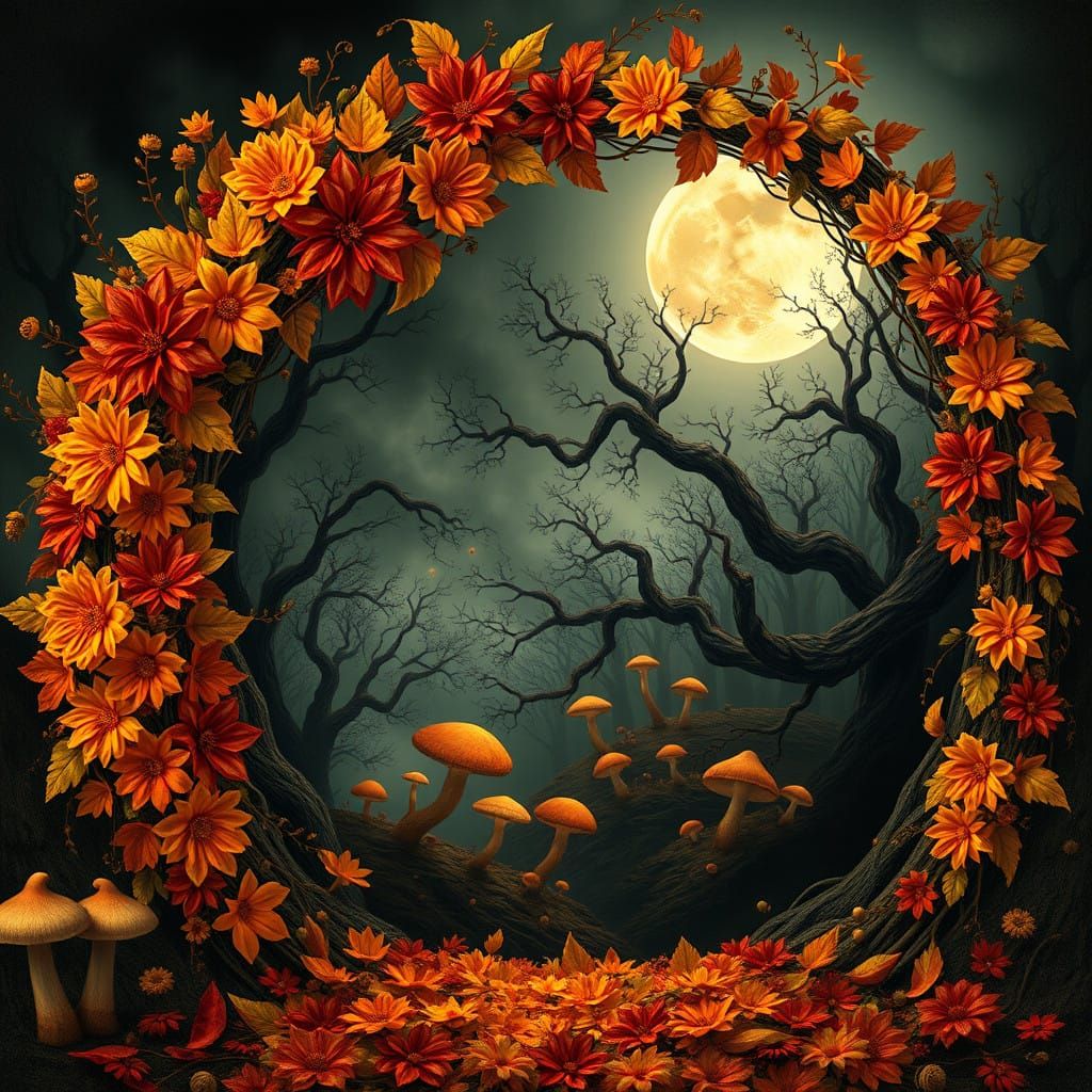 Surreal Autumnal Gateway to Enchanted Realm in Whimsical Bar...