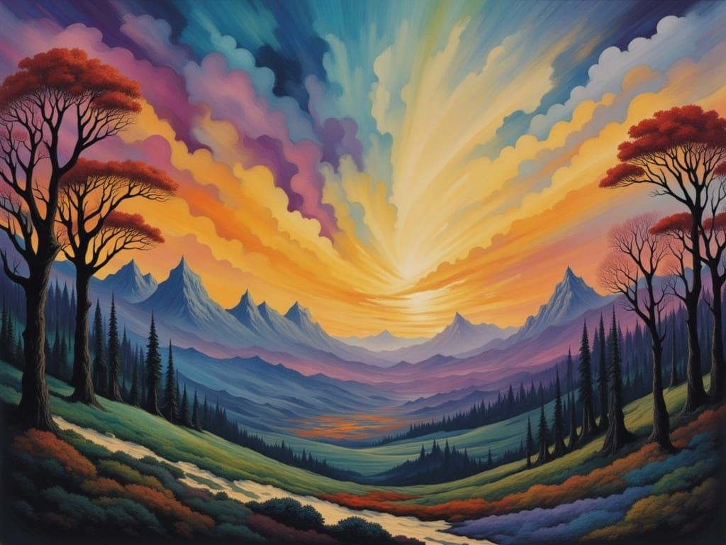 Epic landscape <lora:SybilThorn-FluxLORA8:1.0> <lora:mystic flux:1.0> <lora:StorybookMystery:1.0> <lora:DAYDREAM MEADOWS...