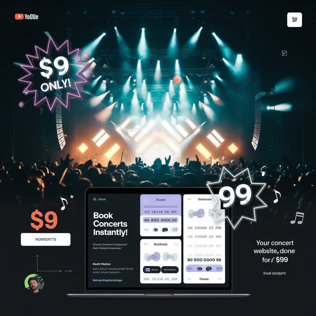 Energetic Concert Stage with Vibrant Lights and Cheering Cro...