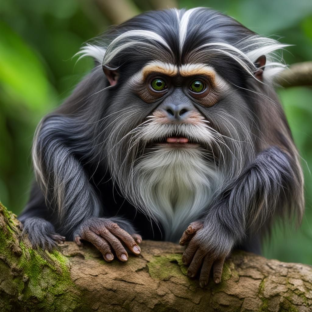 Emperor Tamarin with Medusa Moustache: Wildlife Photography