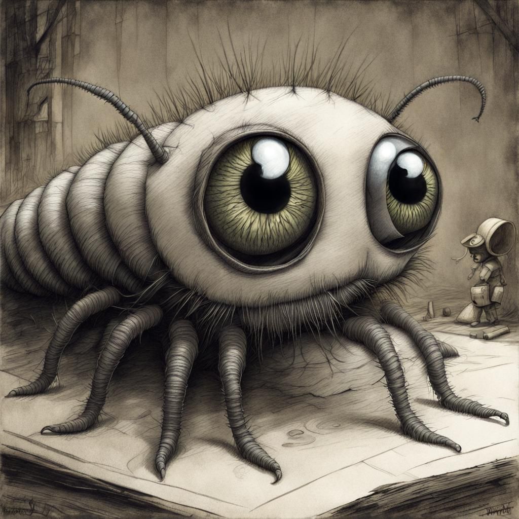 Creepy Cute Caterpillar in Doll Socket Illustration