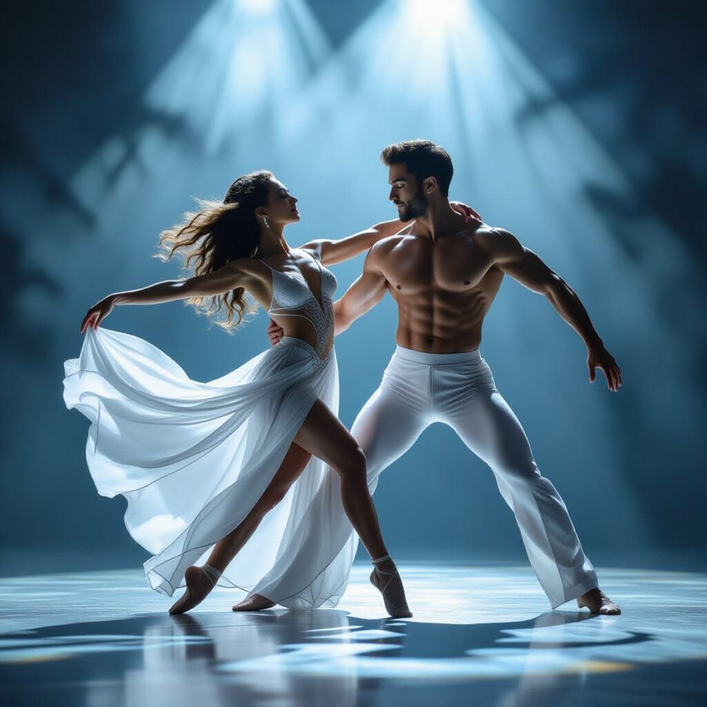 Elegant Ballet Dancers in Dramatic Lighting