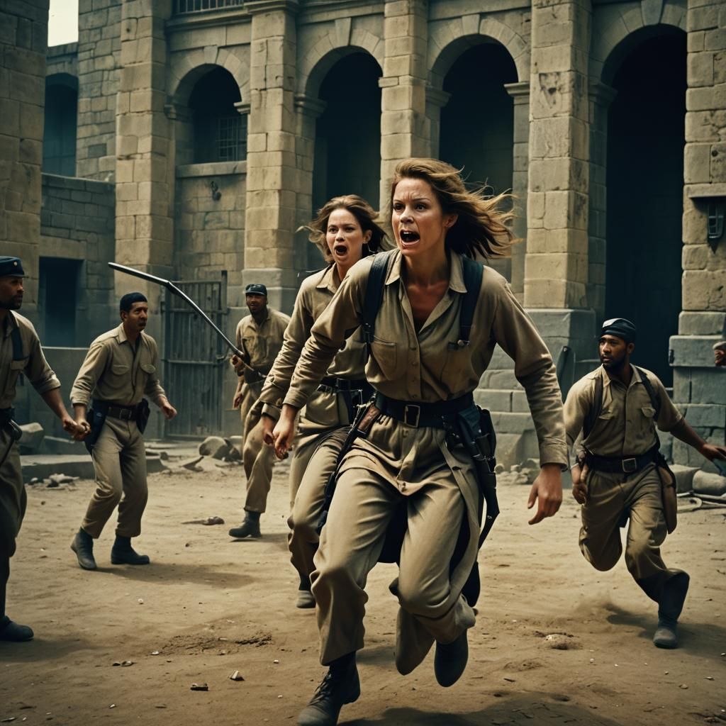 Captured Woman: A Cinematic Film Still