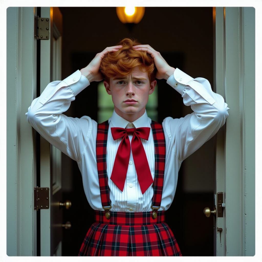 Sad Student in Victorian Uniform: Cinematic Film Still