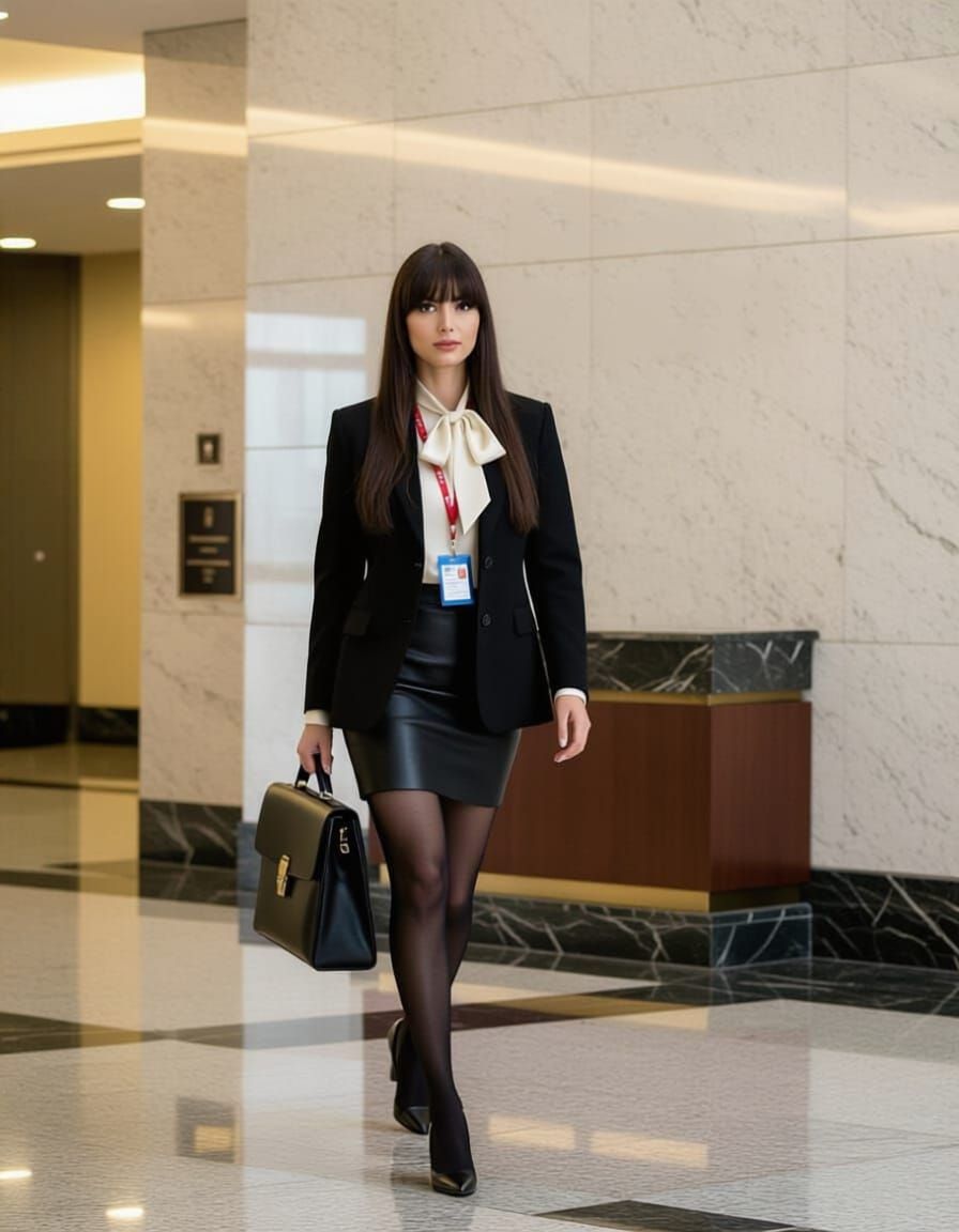 Woman Gives Notice at IES Tranzit, Hyperrealistic Style